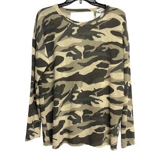 First Love Gray and Cream Camouflage Top NWT Size Small